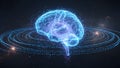 Holographic Brain with Circular Interface and Futuristic Technology Visualization Royalty Free Stock Photo