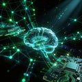 Holographic Brain and Digital Neural Pathways in Cyber Space Royalty Free Stock Photo