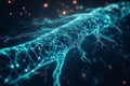 Holographic Cardiovascular System in Cosmic Glowing Backdrop with Intricate Anatomical Architecture