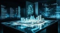 Futuristic Digital Cityscape Display - Holographic Architecture Data Visualization Royalty Free Stock Photo