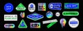 Holographic and colors sticker set. Shine metal badges of various shapes. Gradient sale and discount sticker Vector Royalty Free Stock Photo