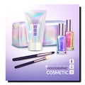 holographic cosmetics poster bag vector