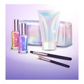 holographic cosmetics poster bag vector