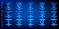 Holographic custom virtual reality panel. Futuristic head-up display design HUD, GUI, UI. Futuristic display with data and informa