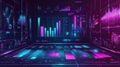 Holographic data analytics dashboard displaying abstract digital information Royalty Free Stock Photo