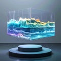 Holographic Data Visualization Cube Display Royalty Free Stock Photo