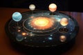 holographic display of a solar system with rotating planets Royalty Free Stock Photo