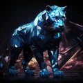 Holographic electric tech polygonal art of a panther