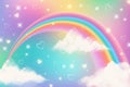 Holographic fantasy rainbow unicorn background with clouds. Pastel color sky. Magical landscape, abstract fabulous Royalty Free Stock Photo