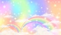 Holographic fantasy rainbow unicorn background with clouds. Pastel color sky. Magical landscape, abstract fabulous Royalty Free Stock Photo