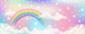 Holographic fantasy rainbow unicorn background with clouds. Pastel color sky. Magical landscape, abstract fabulous Royalty Free Stock Photo