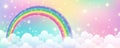 Holographic fantasy rainbow unicorn background with clouds. Pastel color sky. Magical landscape, abstract fabulous Royalty Free Stock Photo