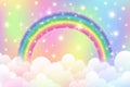 Holographic fantasy rainbow unicorn background with clouds. Pastel color sky. Magical landscape, abstract fabulous Royalty Free Stock Photo