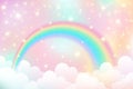 Holographic fantasy rainbow unicorn background with clouds. Pastel color sky. Magical landscape, abstract fabulous Royalty Free Stock Photo