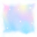 Holographic fantasy rainbow unicorn background with clouds. Pastel color sky. Magical landscape, abstract fabulous