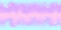 Holographic fantasy rainbow unicorn background with stars. Pastel color sky. Magical landscape, abstract fabulous