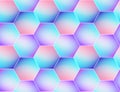 Holographic vector seamless background. Hexagones motif. Gradient shapes. Colorflul repeatable pattern with vivid neon Royalty Free Stock Photo