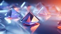 Holographic glass pyramids abstract background. Generative AI