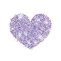 Holographic glitter shiny heart. Valentine Violet Gold vector design element for sticker, wedding, Valentines greeting card