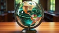 A holographic globe projecting geographical in formatic.UHD wallpaper Royalty Free Stock Photo