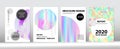 Holographic Gradient Vector Background. Liquid Holo Bright Trendy Layout.