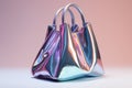 Holographic Handbag on Pastel Background Royalty Free Stock Photo