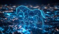 Holographic Horse in Digital Space Embodiment of Modern Technology, Innovation, and the Future. Royalty Free Stock Photo