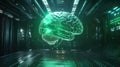 Holographic human brain glowing with artificial intelligence Royalty Free Stock Photo