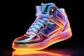 A holographic image of a stylish ultramodern sneaker