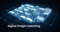 Futuristic digital freight matching platform connecting global logistics with advanced technology and data visualization Royalty Free Stock Photo