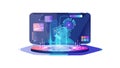 Holographic Interface Tech Display Futuristic Screen Vector, vector design Generative AI Royalty Free Stock Photo