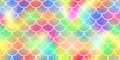 Holographic iridescent neon mermaid scale seamless pattern Royalty Free Stock Photo
