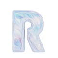 Holographic Letter R. 3D rendering. Isolated on white background