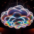 holographic light fixture resembling a floating cloud, changing colors based on the time of day HD image