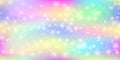 Holographic magic background with fairy sparkles, stars and blurs.