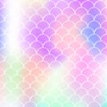 Holographic mermaid background with gradient scales.