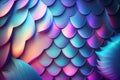 Holographic mermaid scales background. Neon light trendy design. Ai generative