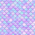 Holographic mermaid scales. Magic fish or dragon iridescent gradient scale background, color geometric seamless pattern