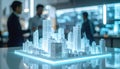 Holographic model of smart city symbolizing innovation, urban development and future technology transforming digital Royalty Free Stock Photo