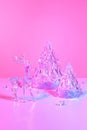Holographic neon holographic pink, blue crystal glass Christmas composition