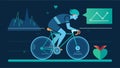 A holographic projection of a cyclist shows their heart rate and power output as they pedal towards the finish line in a