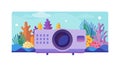 Holographic Projector and Coral Reef for Immersive Nature Experience. vector design Generative AI Royalty Free Stock Photo