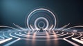Holographic pulse wave visualization with concentric arcs on dark slate background Royalty Free Stock Photo