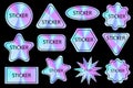 Holographic quality stickers set. Geometric shapes hologram labels, guarantee badges. Rainbow certificate seals. Vector Royalty Free Stock Photo