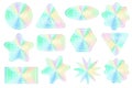 Holographic quality stickers set. Geometric shapes hologram labels, guarantee badges. Rainbow certificate seals. Vector Royalty Free Stock Photo