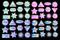 Holographic quality stickers set. Geometric shapes hologram labels, guarantee badges. Rainbow certificate seals. Vector Royalty Free Stock Photo