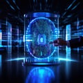 a holographic representation of a businessmans fingerprint scn