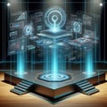 30 46 A holographic representation of a futristic platform game Royalty Free Stock Photo