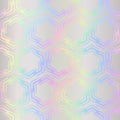 Holographic seamless pattern. Iridescent background. Repeated rainbow patern. Hologram geometric printing. Repeating holograph foi