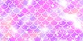 Holographic soft purple neon mermaid scale seamless pattern Royalty Free Stock Photo
